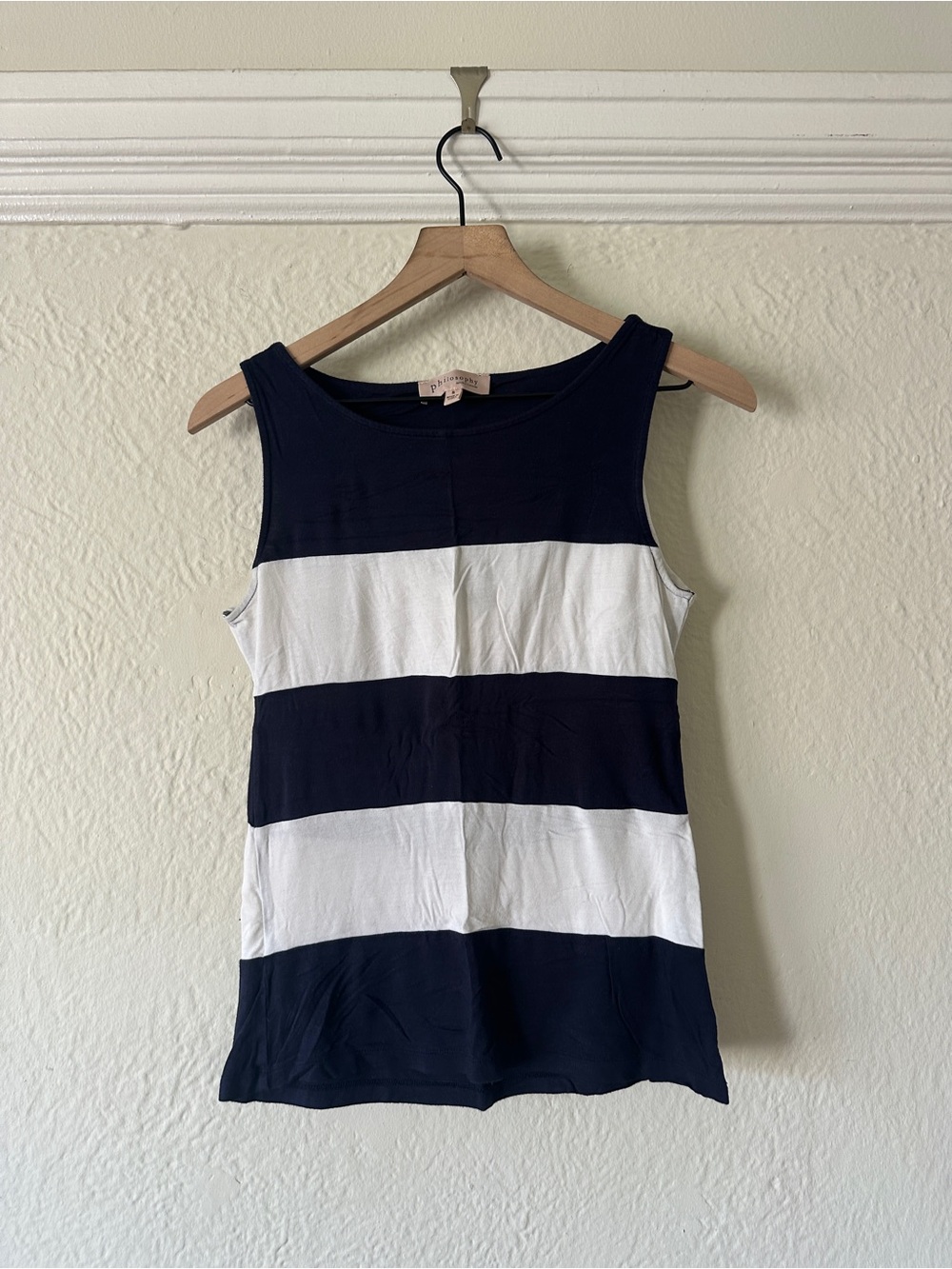 Philosophy Striped Drape Back Tank Top